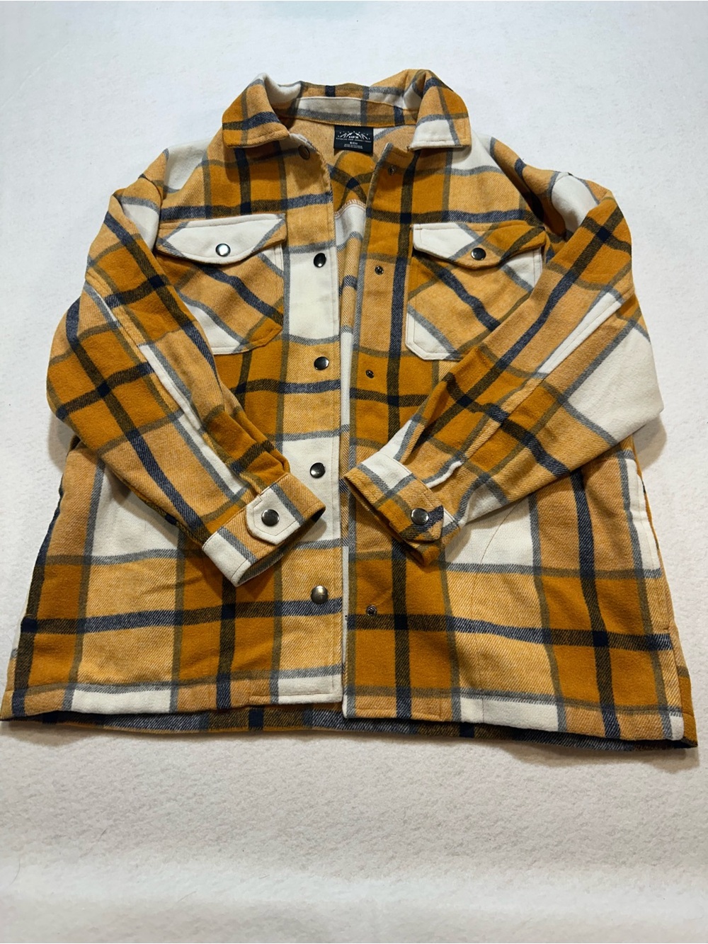 HFX Mustard Plaid Button up shacket